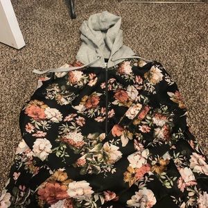 Floral hooded bomber